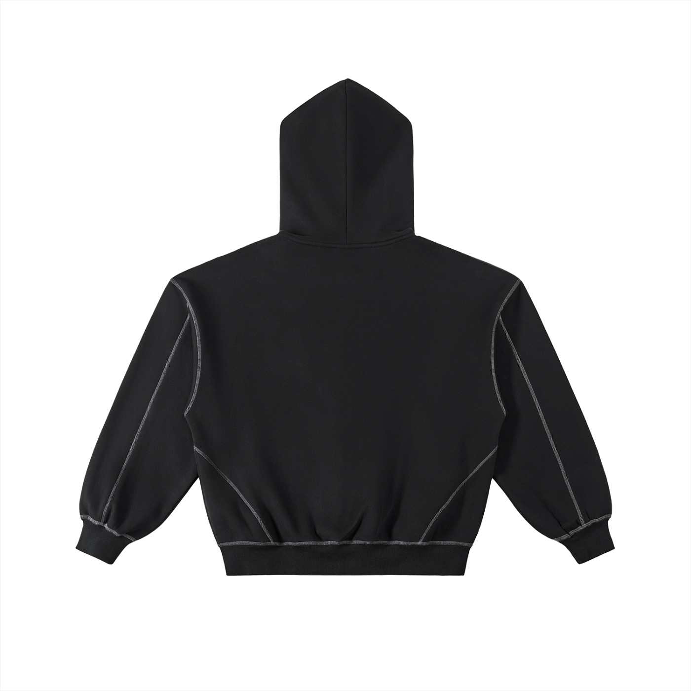Mind$et M$ Logo Contrast-Stitched Boxy Fleece Zip Hoodie