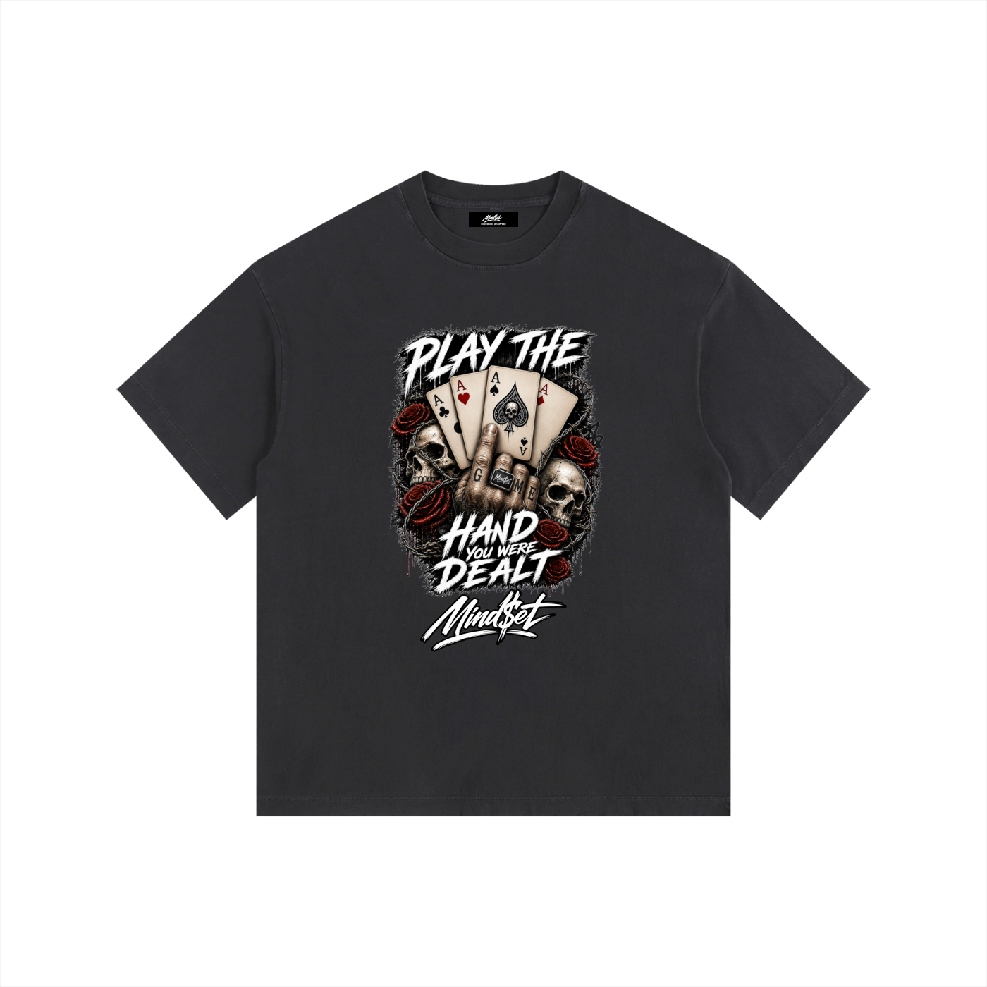 "Play the Hand" Vintage Washed Oversized Cotton T-Shirt