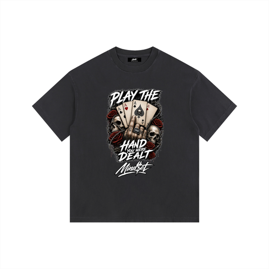 "Play the Hand" Vintage Washed Oversized Cotton T-Shirt