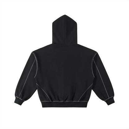 Mind$et M$ Logo Contrast-Stitched Boxy Fleece Zip Hoodie