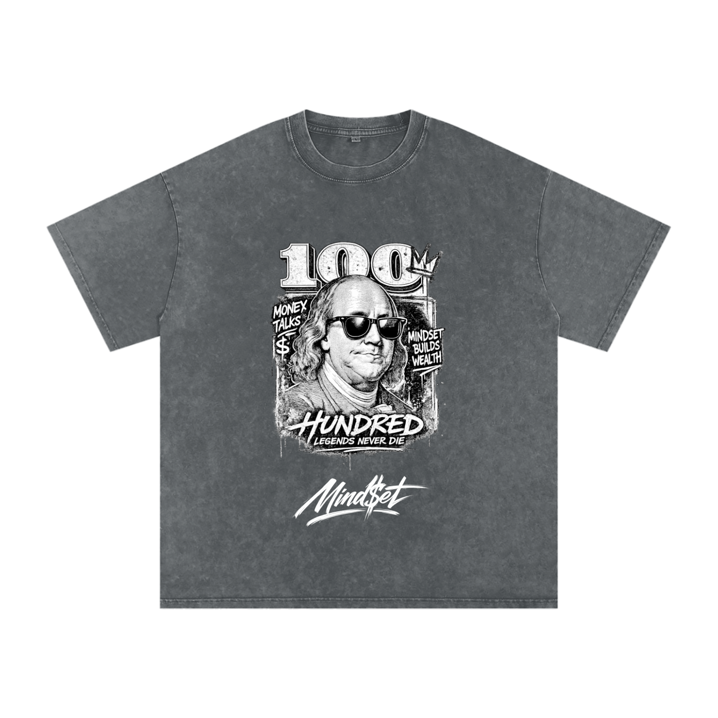"Money Talks" Snow Washed Oversized 100% Cotton T-Shirt