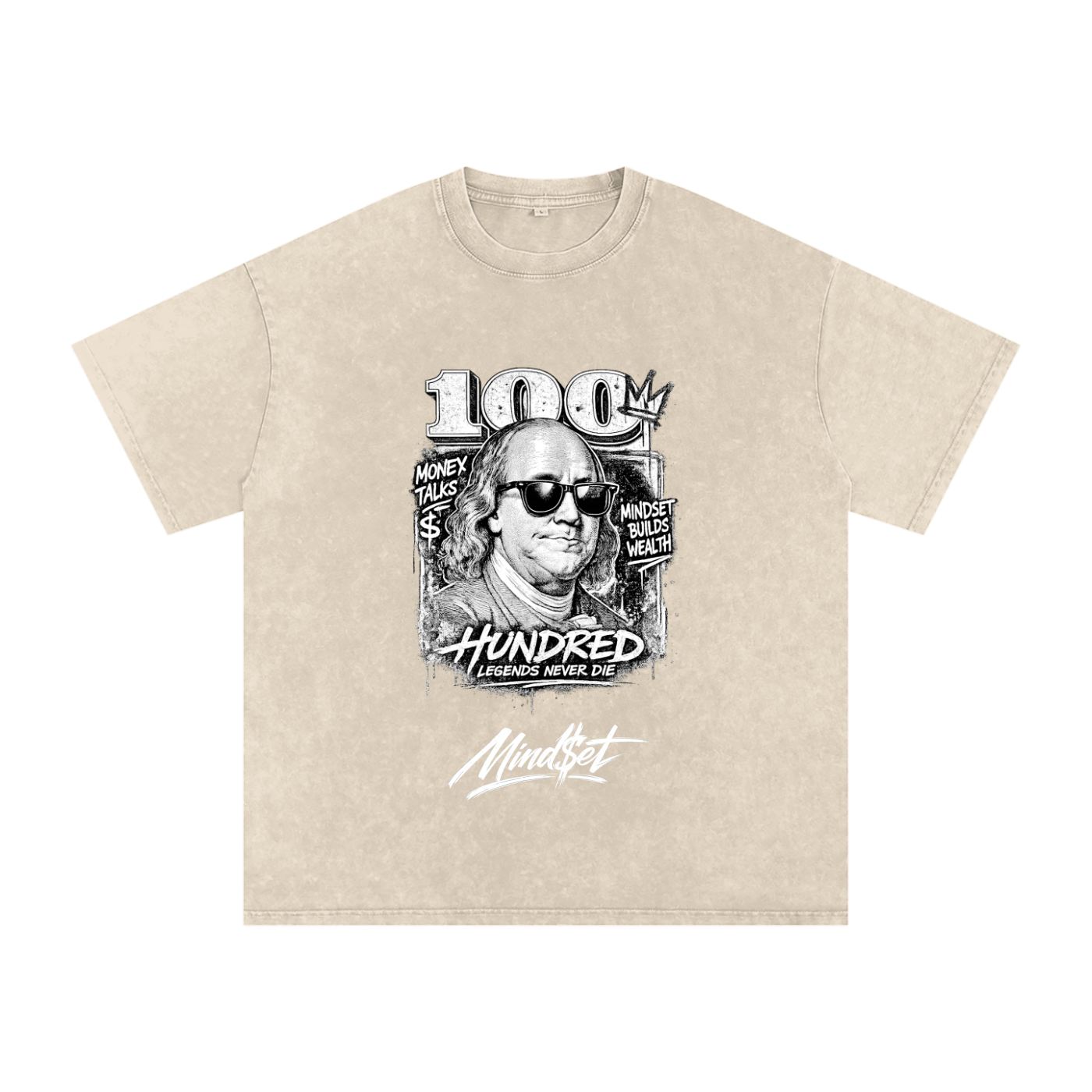 "Money Talks" Snow Washed Oversized 100% Cotton T-Shirt