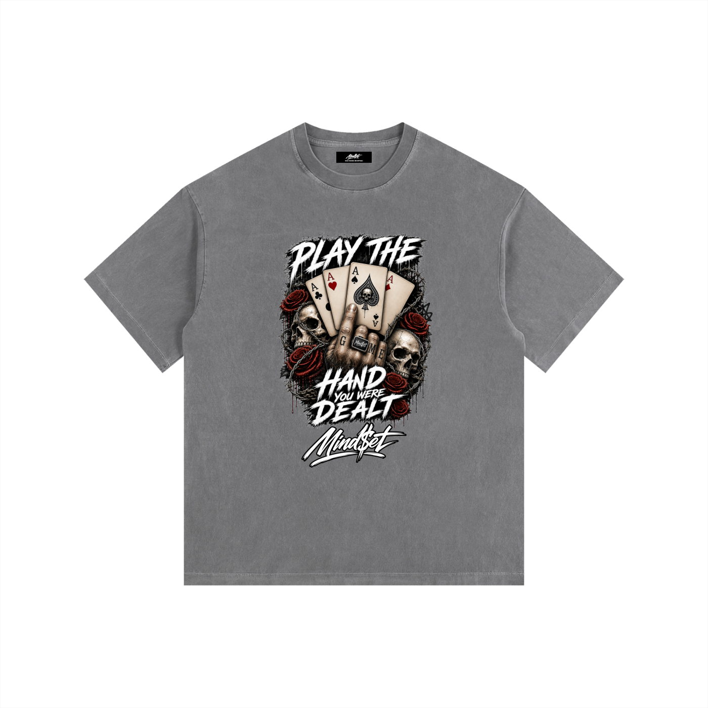 "Play the Hand" Vintage Washed Oversized Cotton T-Shirt